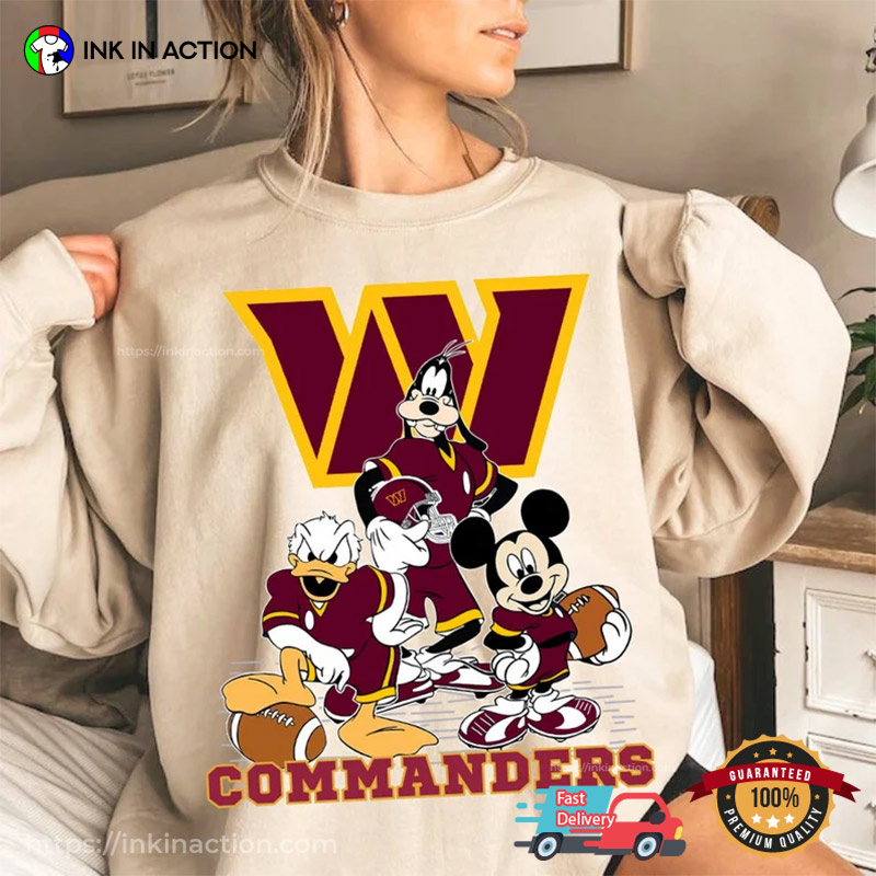 Washington Commanders Disney Football Shirt, Commander’s Nfl Graphic Shirt
