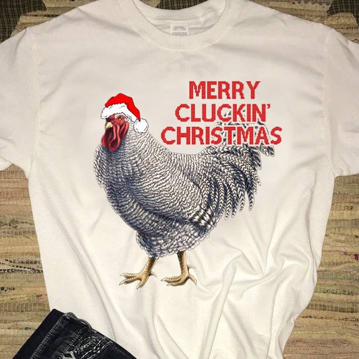 White Chicken Merry Cluckin' Christmas Shirt