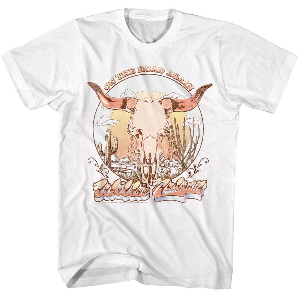 Willie Nelson On The Road Again Steer Skull Men's T Shirt