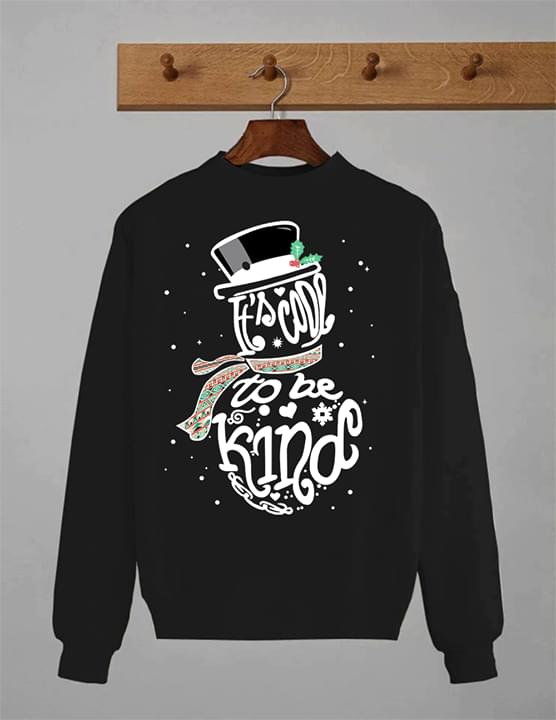 Words Shaped Snowman It's Cool To Be Kind Merry Christmas Shirt