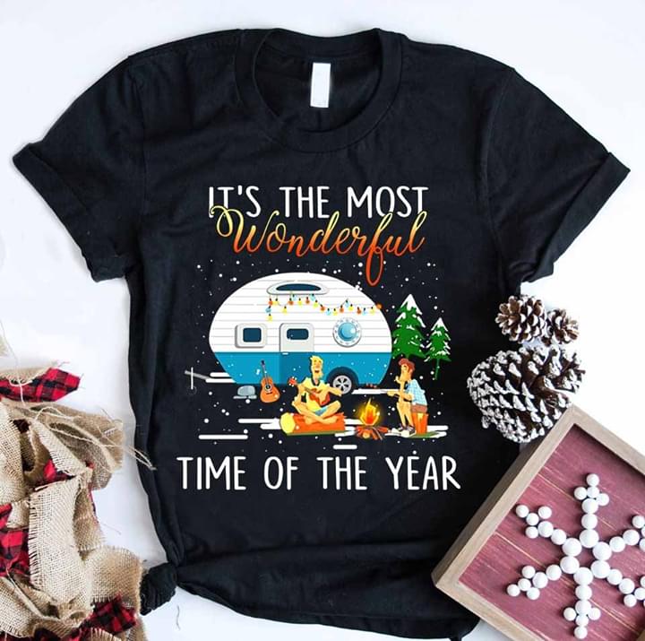 Xmas Camping With Friends Under Snow It's The Most Wonderful Time Of The Year Shirt